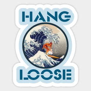 Hang Loose Great Wave Surfing Sticker